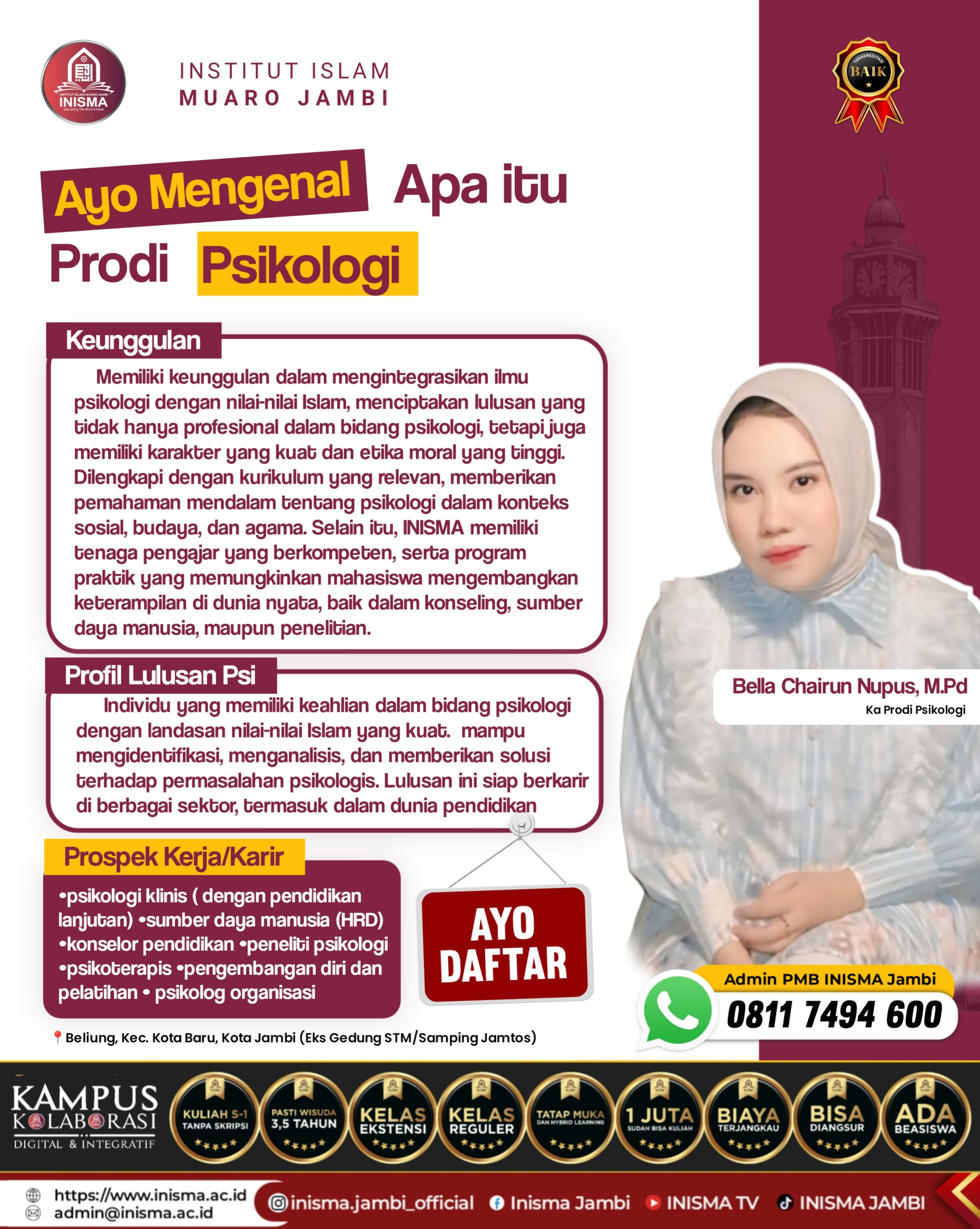 Keren! di INISMA Jambi ada Prodi Psikologi