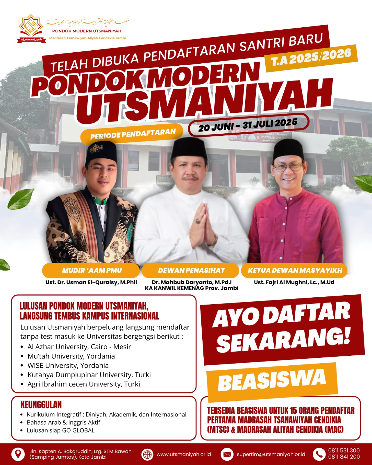 Pondok Modern Utsmaniyah Jambi Siapkan Lulusan untuk Kuliah di Timur Tengah dan Eropa